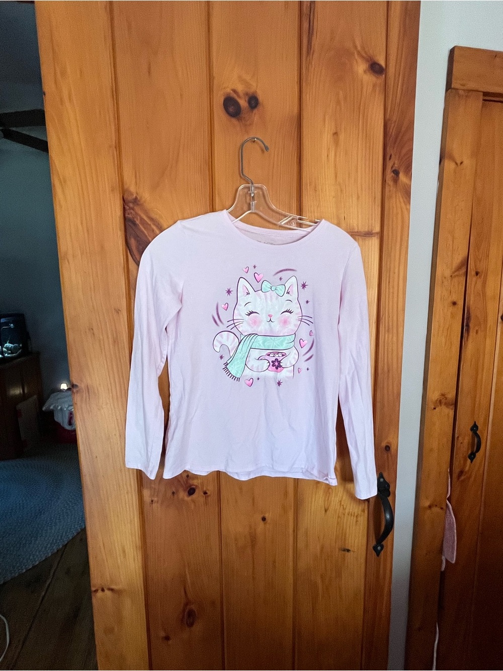 The Children's Place Light Pink Long-Sleeve Cat Graphic Tee